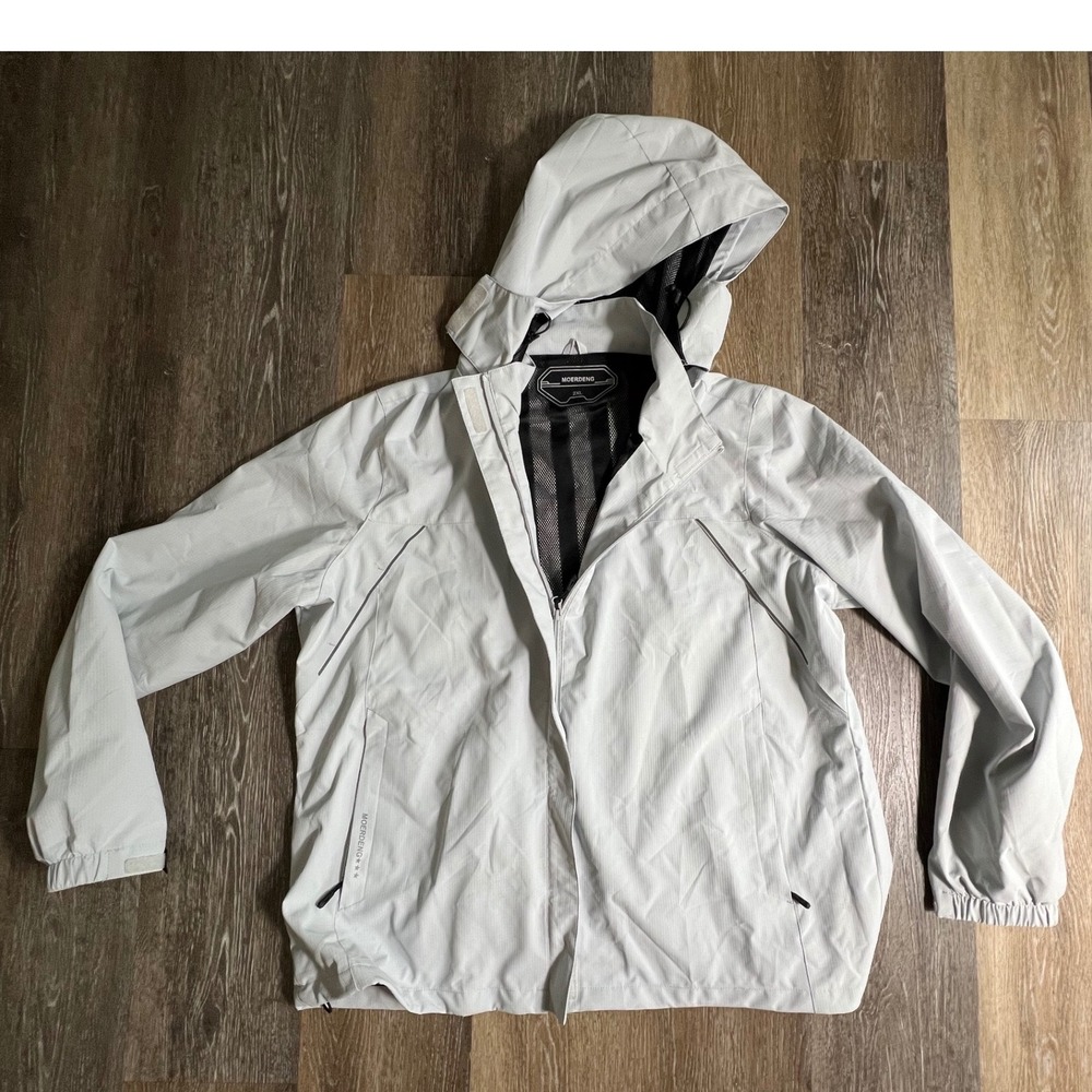 Moerdeng Windbreaker Jacket Mens 2XL Gray Hooded Mesh Lined Lightweight Shell